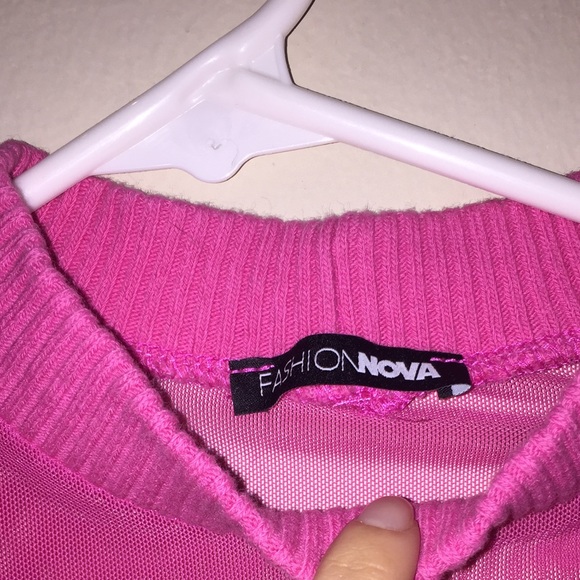 Fashion Nova Hot Pink Sheer Bodysuit - Picture 3 of 4